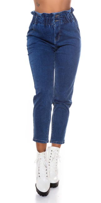 Curvy Girls High Waist Jeans with Elastic Wais Blue